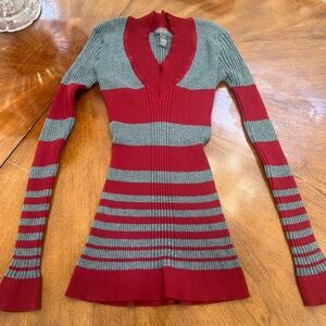 Striped Red and Gray Women's Sweater